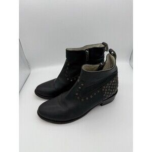 Mr. Wolf Studded Leather Ankle Boots Womens 7.5 Black Cowboy Festival Travel